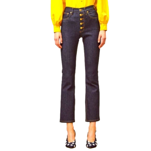 Tory Burch Denim - Tory BURCH High Waisted Button Fly Crop Jeans Size 24 Like New Gold Hardware